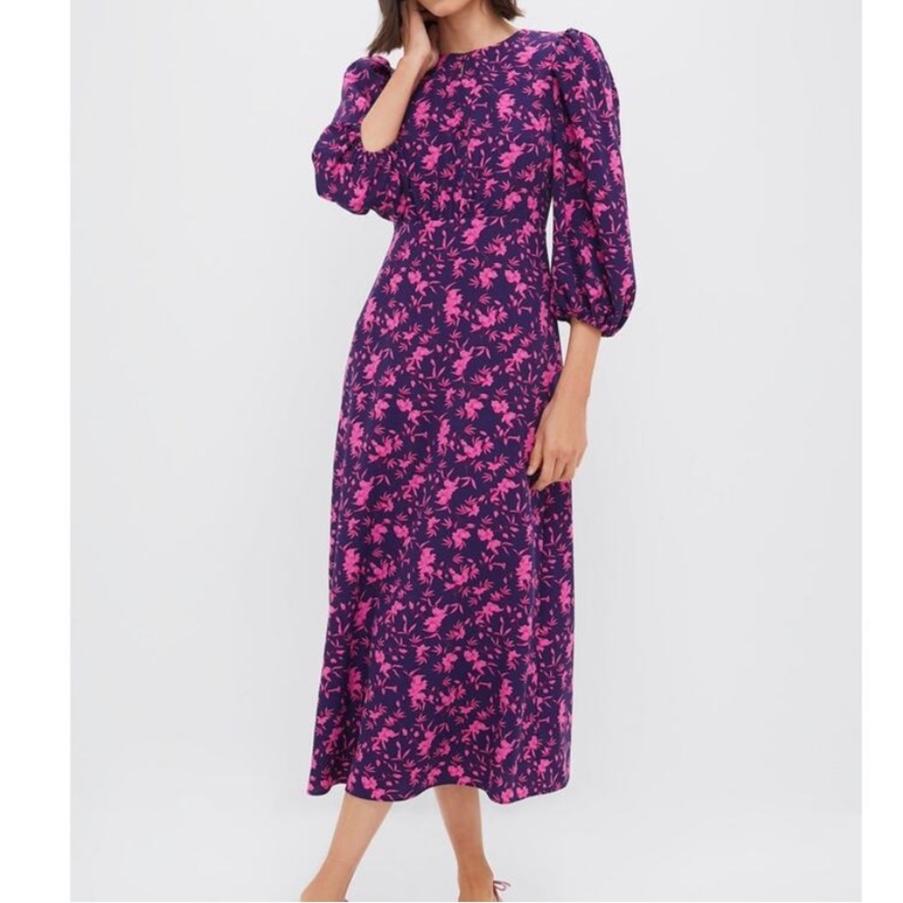 NWT HYACINTH HOUSE Navy & Fuchsia Floral Norma Maxi Dress Size Medium
